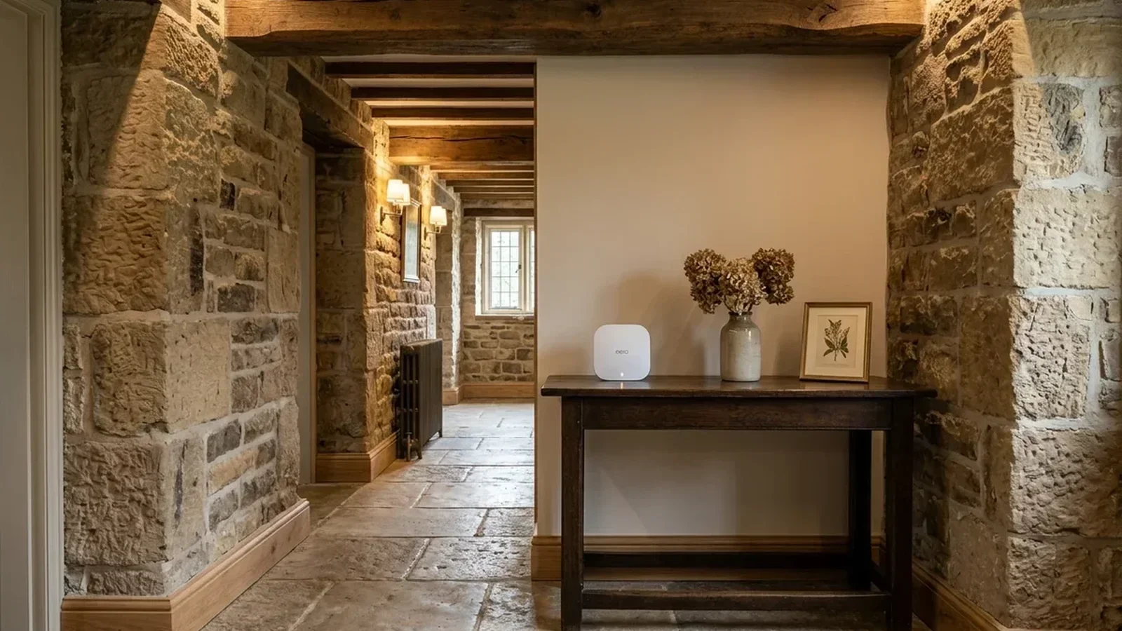 Starlink mesh Wi-Fi penetrating stone walls in Bedale