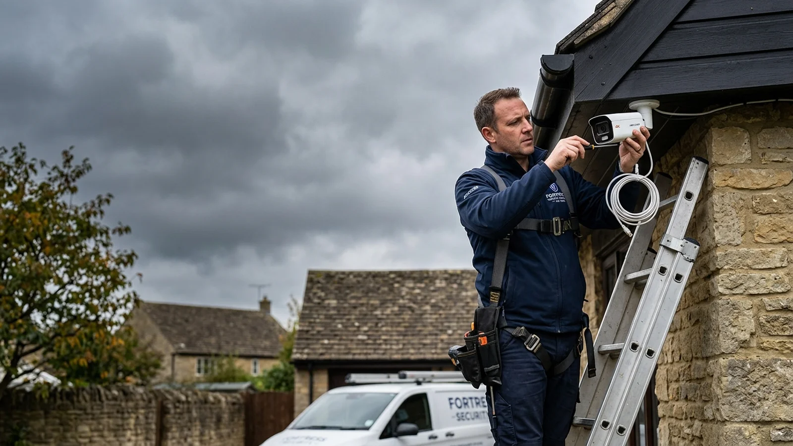 Professional CCTV Engineer Gary Pearce Installing PoE Security Camera UK