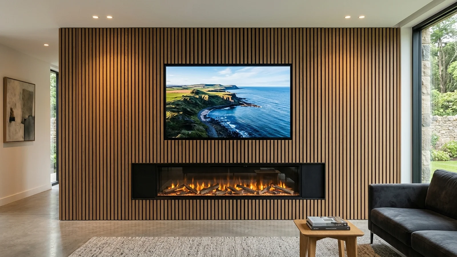 Luxury Acoustic Media Wall TV Installation in Bedale with Recessed OLED Display