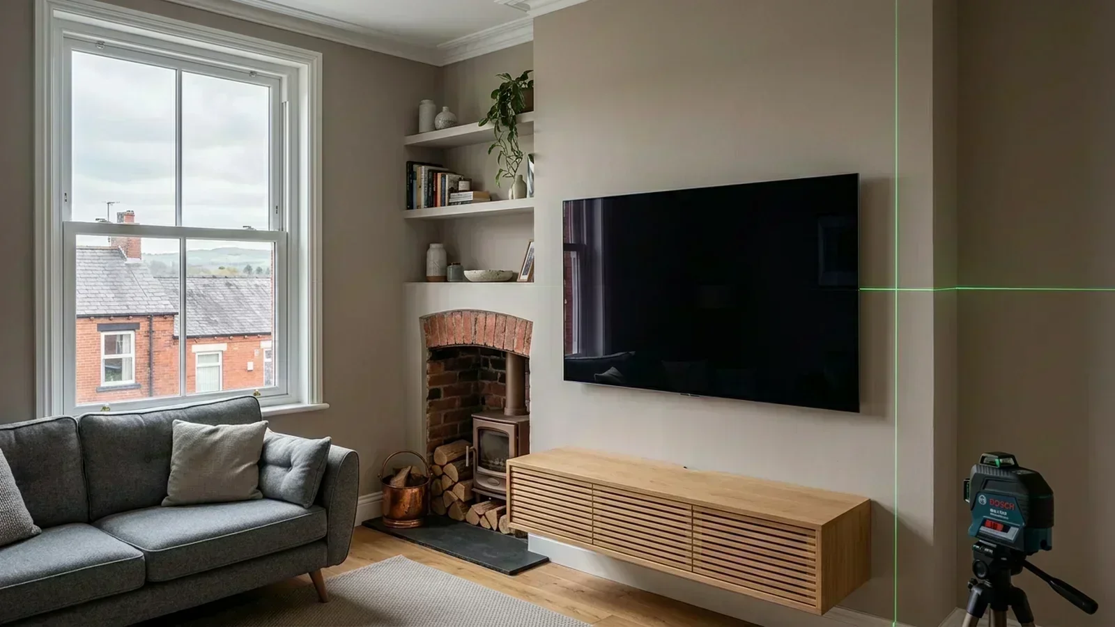 Professional TV wall mounting on stone and drywall in Darlington DL1