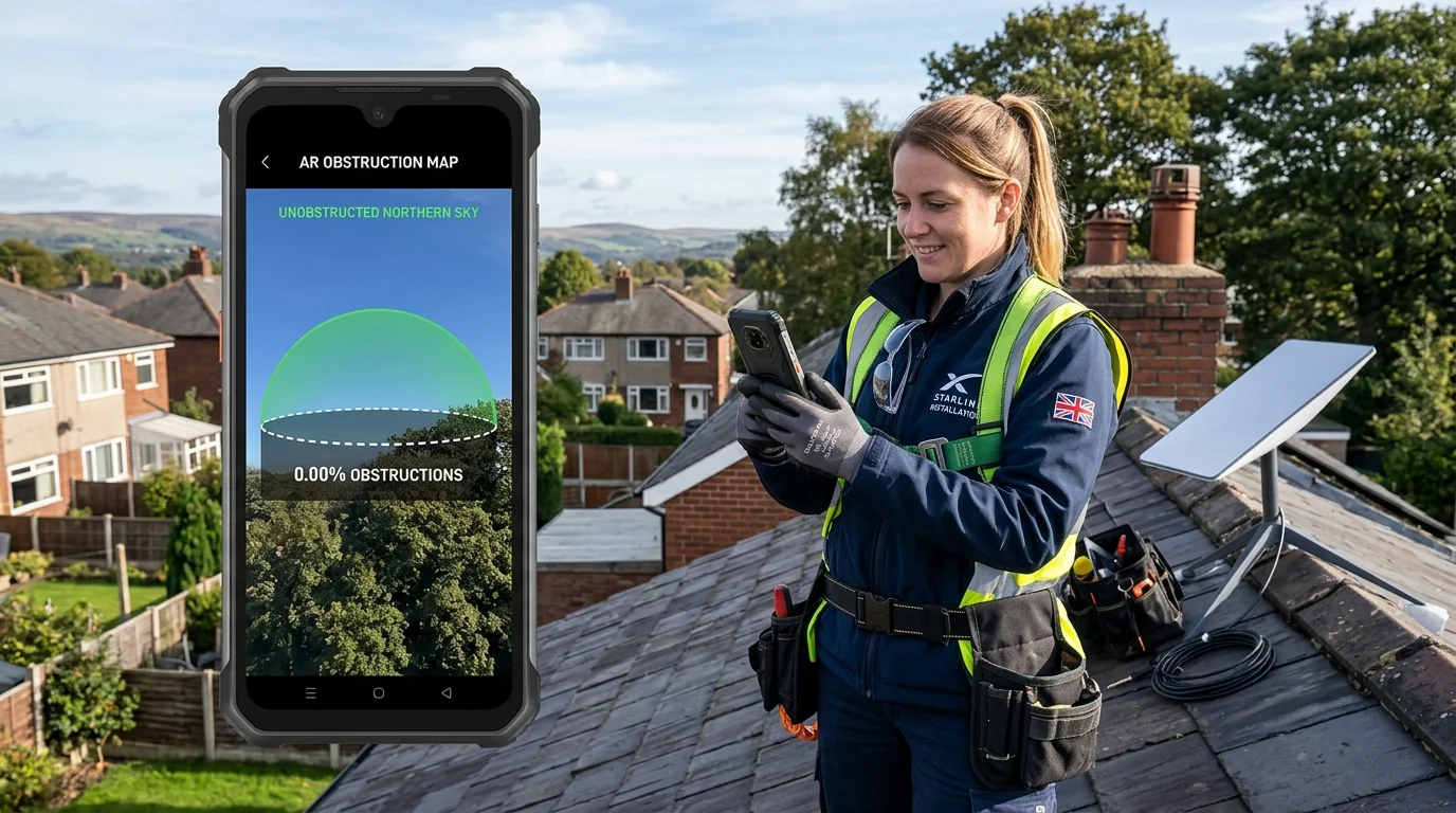 Starlink mobile app obstruction scan in Great Harwood