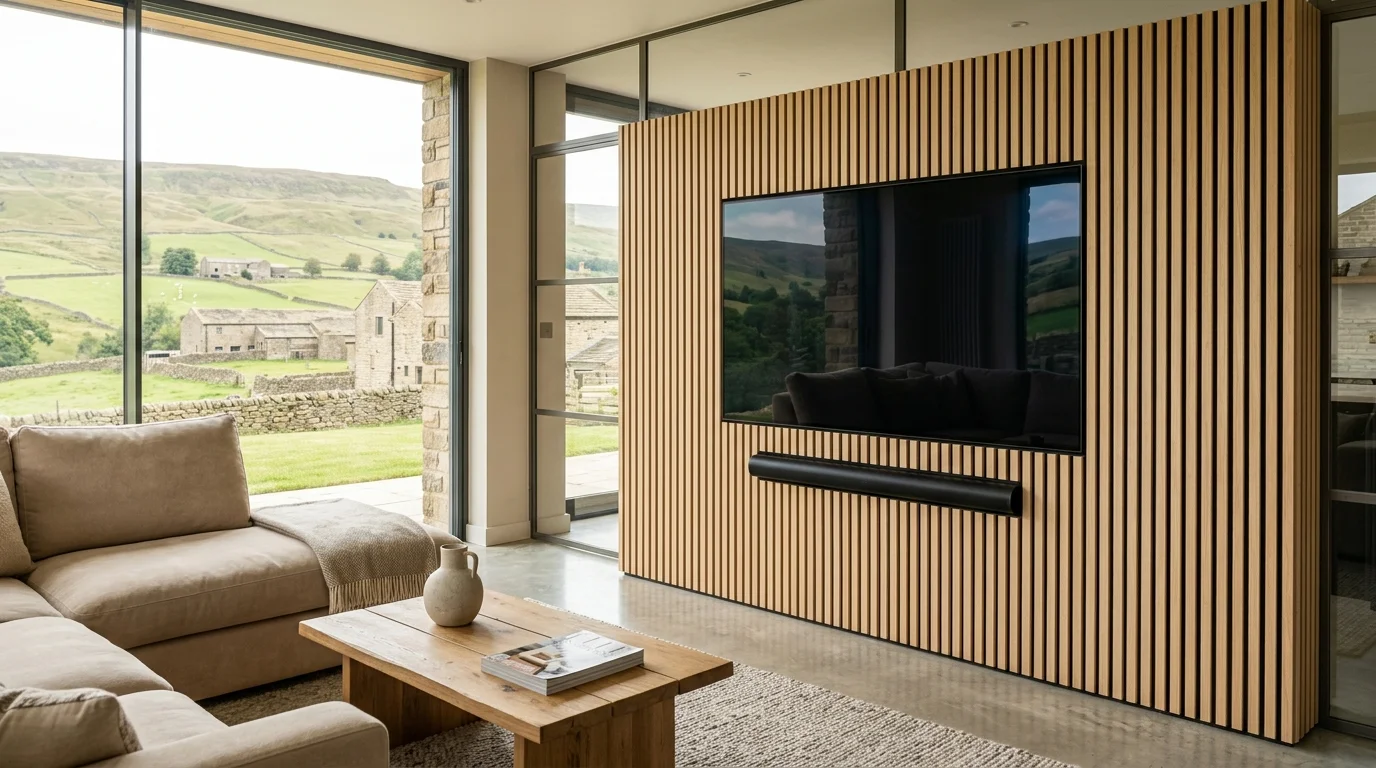 Professional TV wall mounting on Yorkshire stone and drywall in Huddersfield HD1