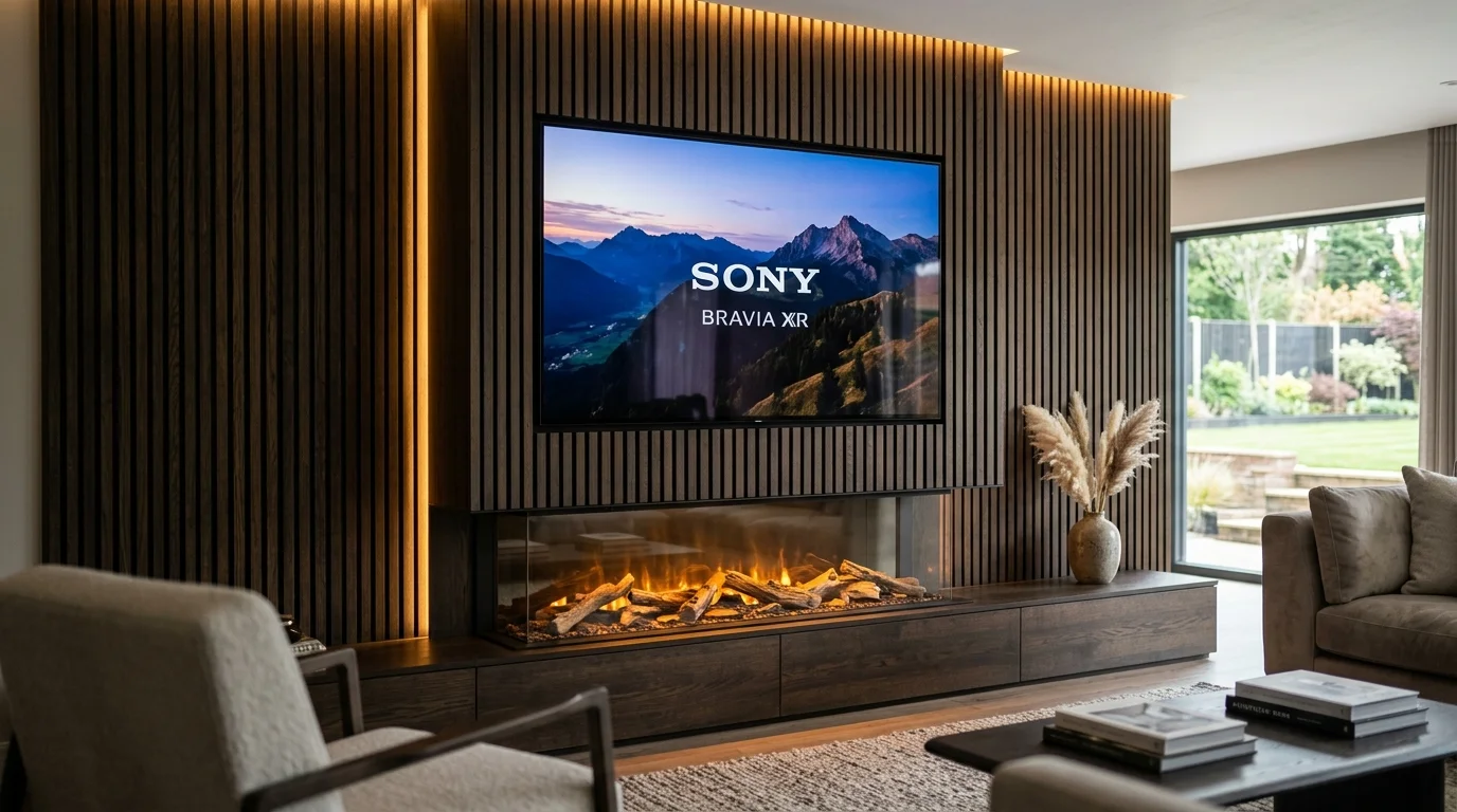Luxury Acoustic Media Wall TV Installation in Leeds with Recessed OLED Display