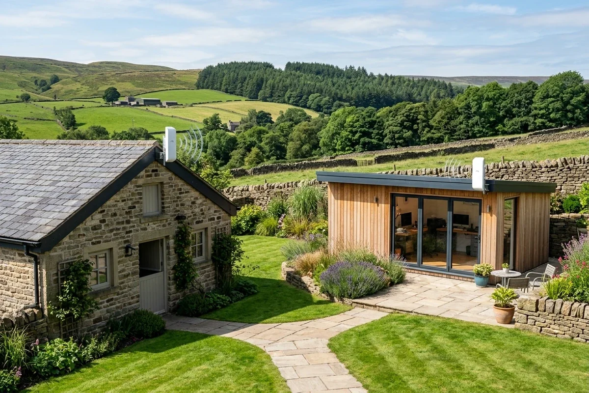 Starlink into office in garden Marsden wireless bridge link in Ranmoor