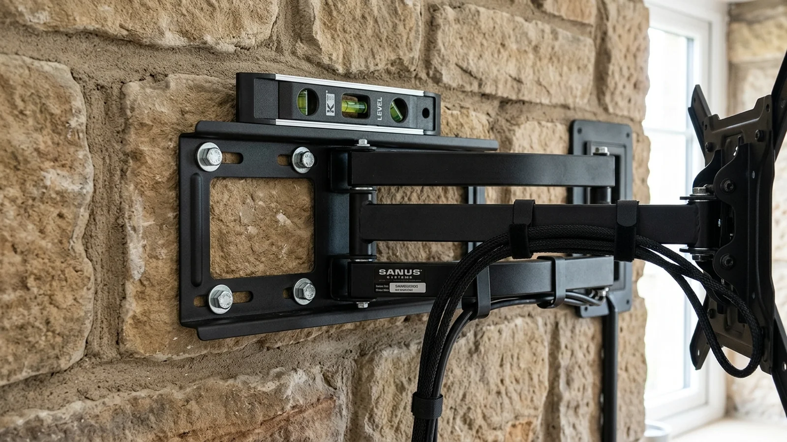 Heavy-Duty Articulated TV Wall Bracket Anchor Installation in Mellor