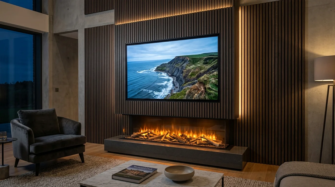 Luxury Acoustic Media Wall TV Installation in Middlesbrough with Recessed OLED Display
