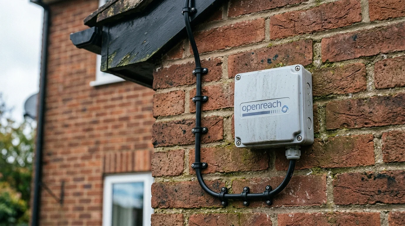 Official Openreach External Demarcation Customer Junction Box and Black UV Drop-Cable