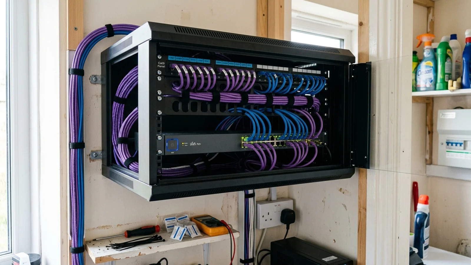 Central network rack and patch panel distribution in Pleasington