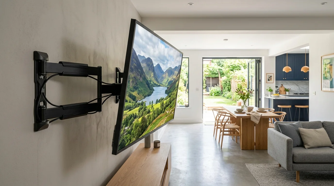 Full Motion Articulating Cantilever TV Wall Bracket Installation in Open Plan Living
