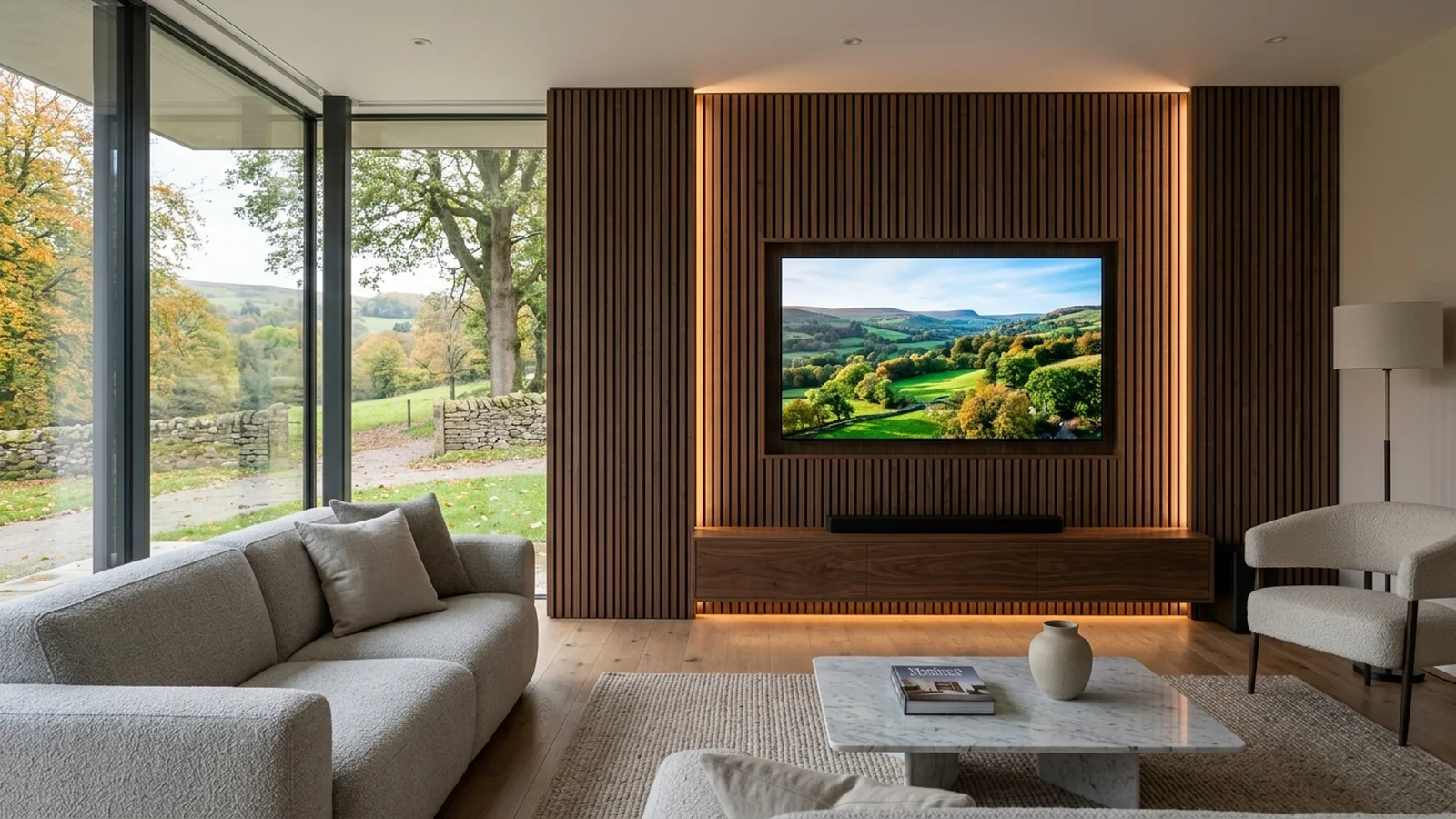 Luxury Acoustic Slat Wood Media Wall Installation in Calderstones Park Whalley
